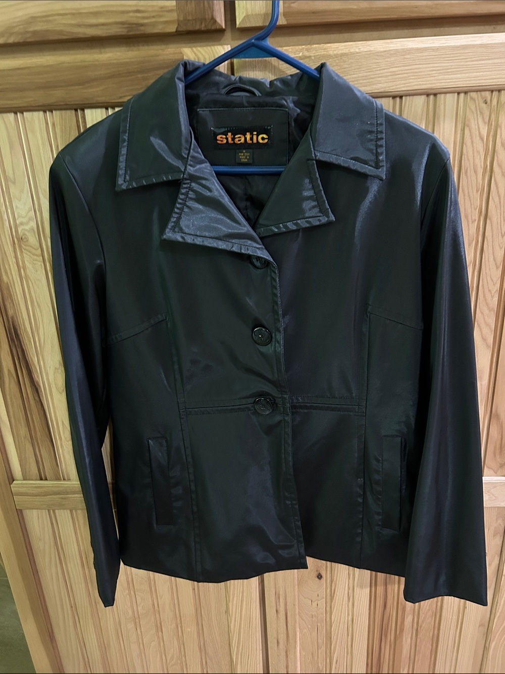 Static Women's Black Trench Coat - Button Front